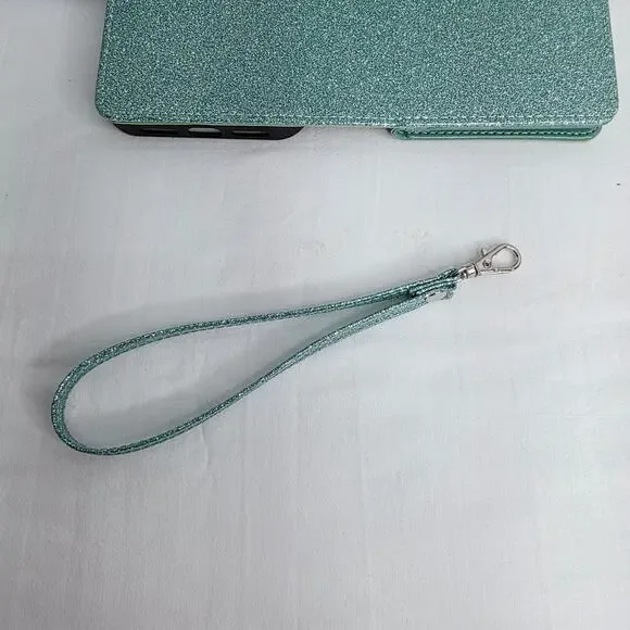 iPhone 16 Plus Turquoise Glitter Phone Case With Detachable Wallet Card Holder - Picture 16 of 16